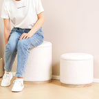 PINPLUS Round Ottoman with Storage Set of 2, Vanity Stool with Tray Storage - Image 7