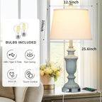 Cinkeda 25.6" Blue Table Lamps Set of 2 - Image 4