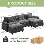 Oprisen 120" Modular Sectional Sofa, Comfy Cloud Couch Sectional Sofa - Image 2