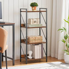 HOOBRO Bookshelf, 4-Tier Industrial Bookcase, Book Shelf Storage Organizer - Image 9