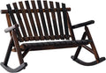 Outsunny Outdoor Wooden Rocking Chair, Double-Person Rustic Adirondack Rocker by Outsunny