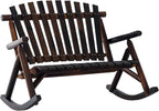 Outsunny Outdoor Wooden Rocking Chair, Double-Person Rustic Adirondack Rocker by Outsunny