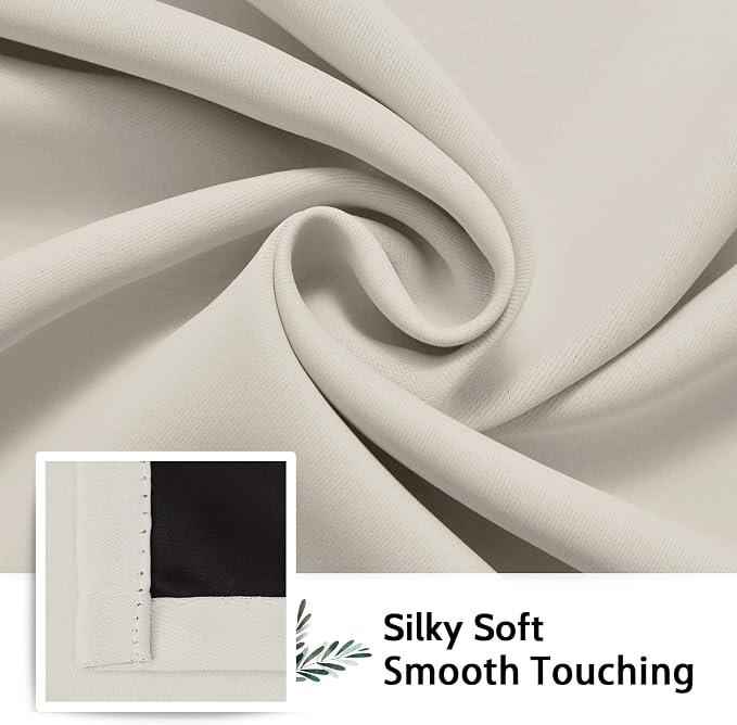 SimpleHome Cream 100% Blackout Curtains Room Darkening Living Room 54 Inch | - Image 7
