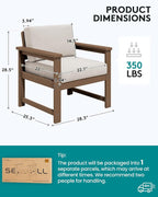 SERWALL 2 Pieces Single Cushioned Lounge Chair, HDPE Outdoor Adirondack Sofa - Image 5
