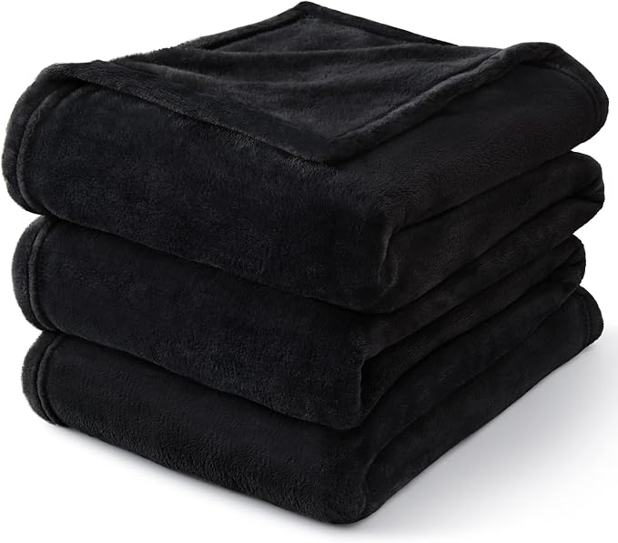 BEDELITE Fleece Blanket Soft Plush Queen Size Bed Blanket Black 90"x90" | Ultra - Image 7