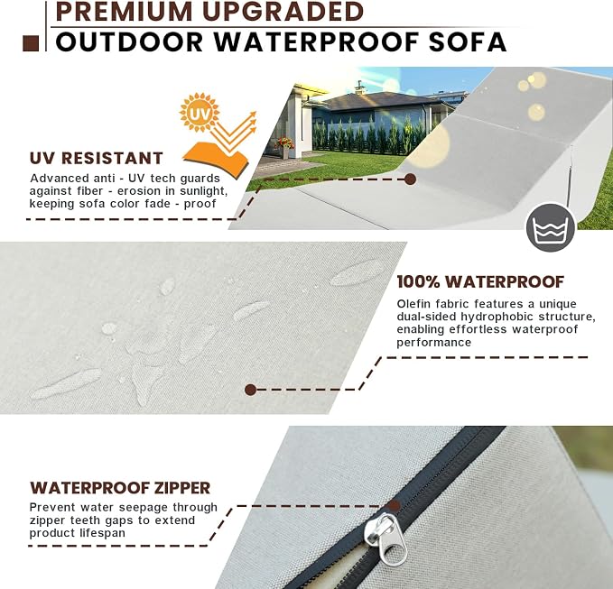 jela Outdoor Sofa, Waterproof Folding Lounge Chair and Sofa, UV Resistant Patio - Image 5