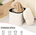 Boucle Storage Ottoman Cube, 13.8" Flower-Shaped Footstool - Image 6