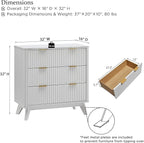T4TREAM Fluted 3 Drawer Dresser, Curved Profile Design, Wood Drawer Organizer - Image 2