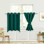 Blackout Curtains for Bedroom, Hunter Green, 52 x 36 Inch, 2 Panels | Thermal by Hiasan