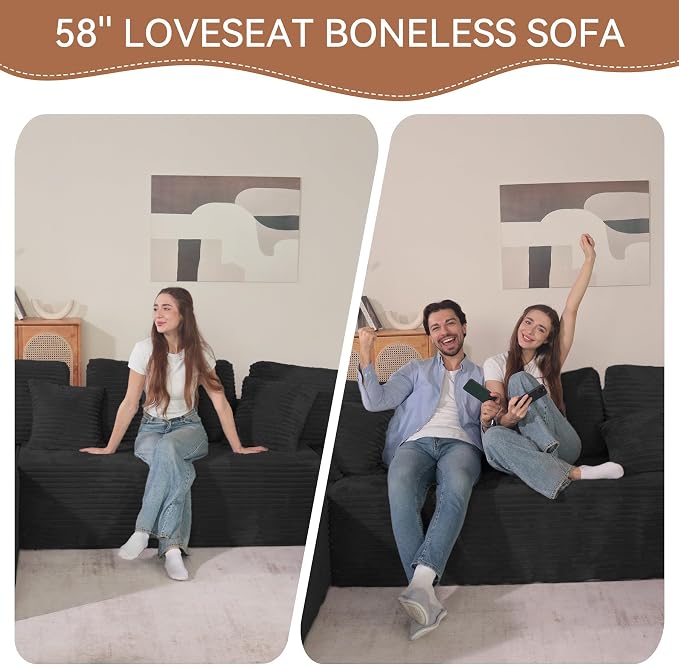 Luxanimarion 58'' Cloud Loveseat Sofa, Deep Seat Boneless Small Couches - Image 6