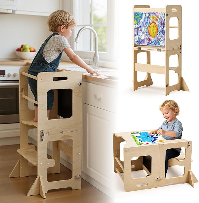 labebe Toddler Standing Tower for 12M+, Montessori Foldable Learning Standing by labebe