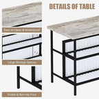 AWQM Kitchen Island with Seating & Storage Shelf, Faux Marble Island Table - Image 7