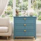 31.5" Blue Accent Storage Cabinet, Modern 3-Drawer Decorative Sideboard by YHFEXYT