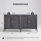 IFBUY Modern Sideboard Buffet Cabinet, 61.75" W Fluted Arched Buffet Cabinet - Image 2