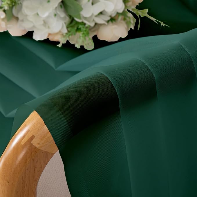 Hunter Green Sheer Curtains 63 Inch Length 2 Panels Set, Voile Solid Window - Image 9