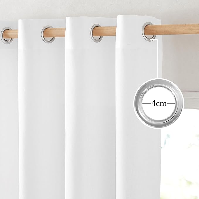 NICETOWN White Linen Curtains 96 inches Long, Grommet Thick Linen Flax Drapes - Image 2