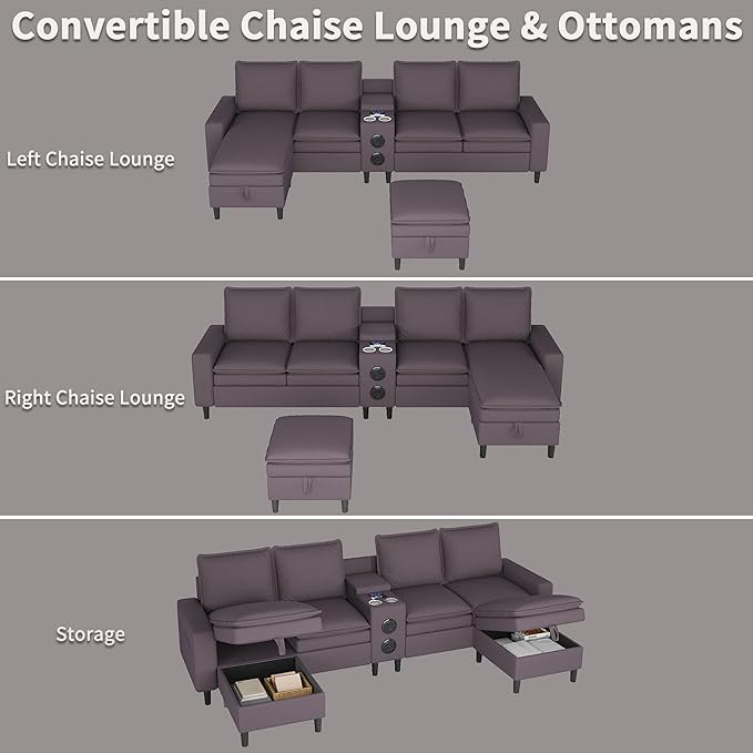 Sectional Couches for Living Room, 4 Seat Sectional Sofa - Image 4