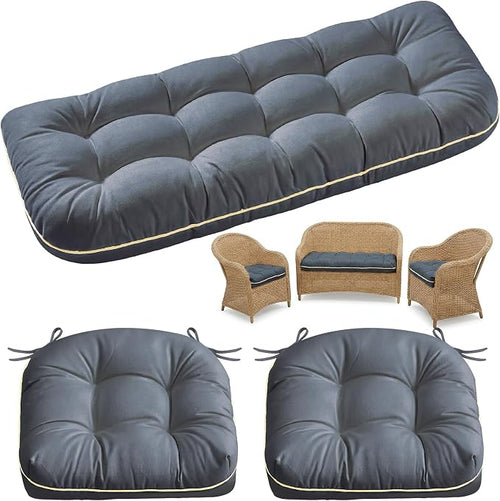 1 MIDDLE ONE Wicker Chair Cushions 3 Pieces Set by 1MIDDLEONE