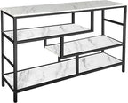 AT-VALY Console Table with Storage Shelves, Sofa Table Entryway Table with Faux by AT-VALY