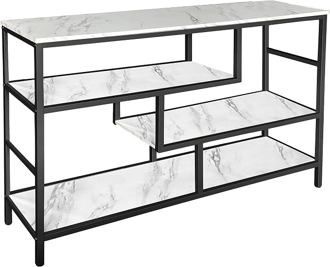 AT-VALY Console Table with Storage Shelves, Sofa Table Entryway Table with Faux by AT-VALY