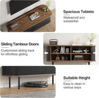 47''W Black Cabinet with Storage, Media Console, Tambour TV Stand, Television - Image 8