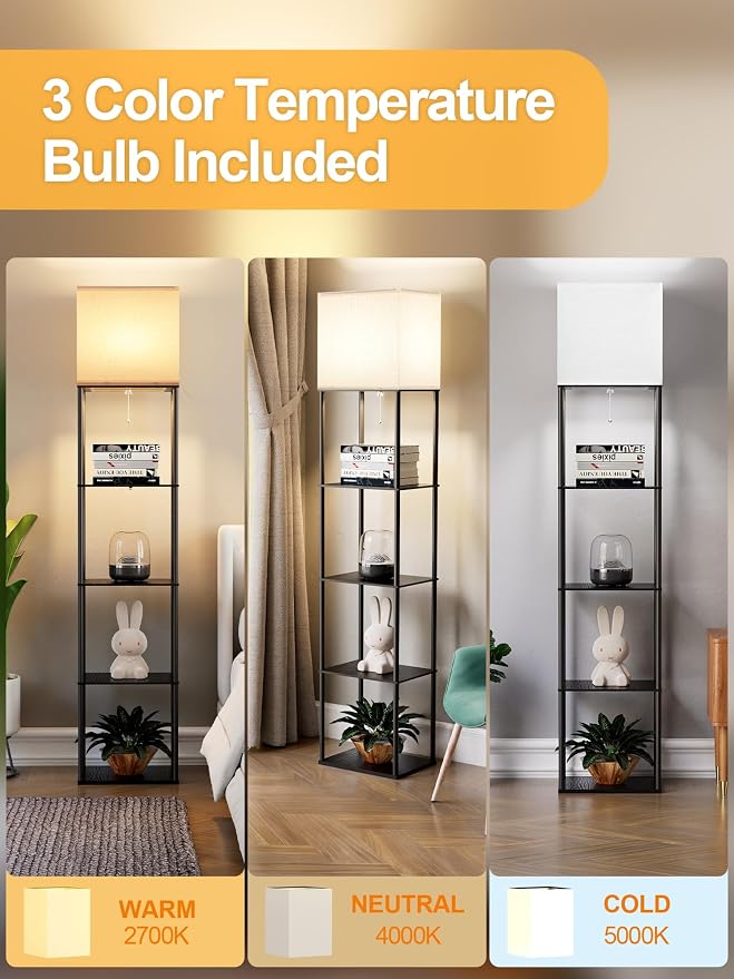 Large Floor Lamp with Shelves, 5-Tier Tall Floor lamp with - Image 3