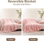 Snuggle Sac Ultra Soft Throw Blanket, Cozy Knitted Ribbed, Fuzzy Knit Striped - Image 5