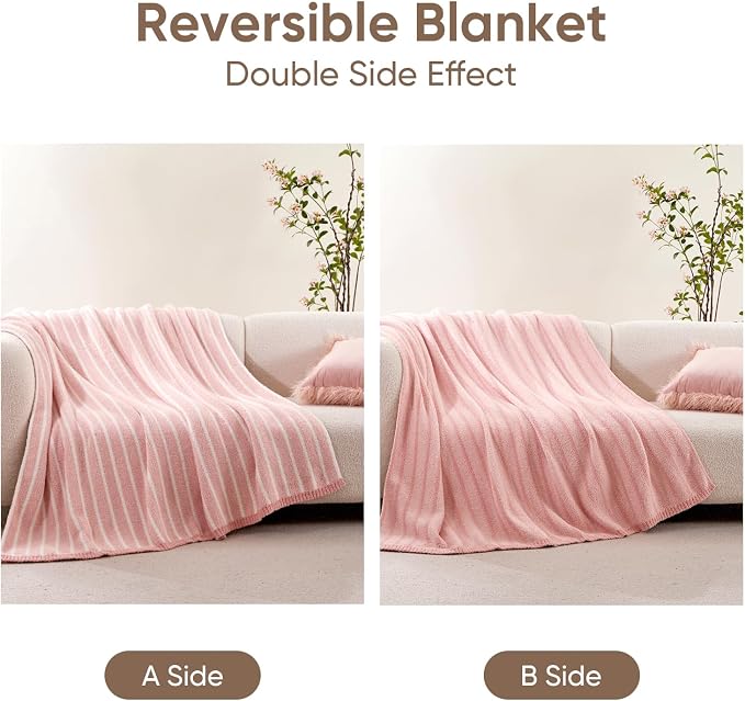 Snuggle Sac Ultra Soft Throw Blanket, Cozy Knitted Ribbed, Fuzzy Knit Striped - Image 5