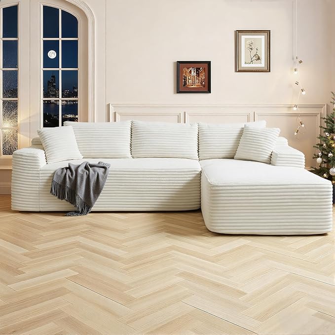 Cloud Sectional Couch, Corduroy Boneless Couches by HANXIN