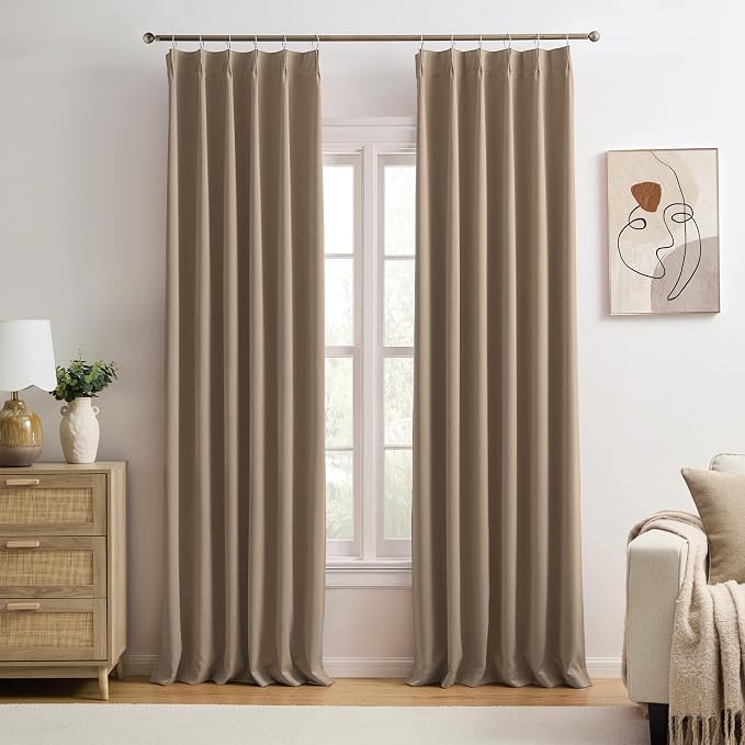 Pinch Pleated Blackout Curtains 96 Inch Long 2 Panels by KEQIAOSUOCAI