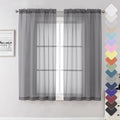 Grey Sheer Curtains 63 Inch Long 2 Panels, Elegant Voile Drapes by Lecloud