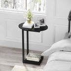 Hosfais Small Side Table End Table, C-Shaped Wood Coffee Table TV Tray - Image 7