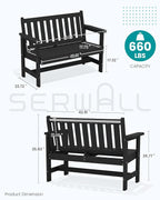 SERWALL Outdoor Bench, HDPE Outdoor Benches Weatherproof, 2-Person Garden Bench - Image 3