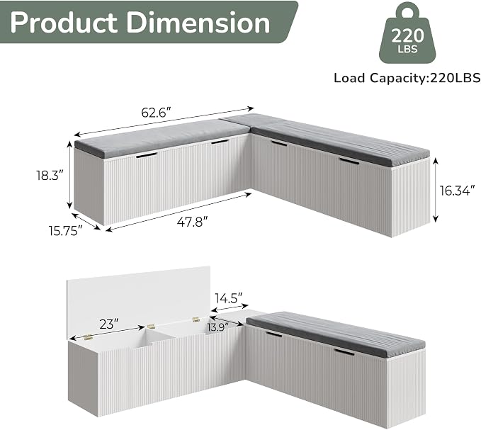 Bobve L-Shape Storage Bench - Image 2