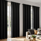 MIULEE 84 Inch Length Black Blackout Bedroom Curtains Set of 4 | Thermal - Image 2