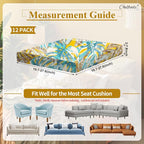 CALBODE 12pcs Outdoor Tropical Plant Printed Sofa Seat Cushion Covers Strechable - Image 2