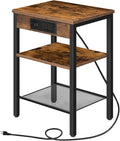 HOOBRO Side Table with Charging Station and USB Port, Small End Table by HOOBRO