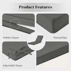 Chaise Lounge Cushions Outdoor, 4 Adjustable Ties Lounge Chair Cushions - Image 3
