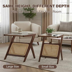Tiita 2 Pack Rattan Side Table, Mid Century Nightstand, Bamboo Accent Bedside - Image 7