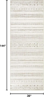 cotiled Hallway 3x10 Runner Rugs Washable Boho Rug Brown Cream | Solve Modern - Image 2