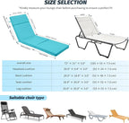 2 Pcs Outdoor Chaise Lounge Cushion 72" x 21" x 3", 4-Section Folding Patio - Image 3