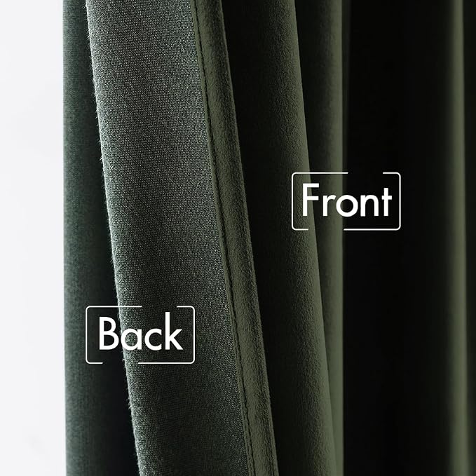 MIULEE Velvet Curtains 52x96 inches 2 Panels Olive Blackout Curtains | Luxury - Image 6