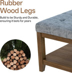 ABHENG 31.5” Large Square Storage Ottoman, Upholstery Solid Rubberwood Coffee - Image 4
