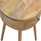 Nordic Inspired Circular Bedside Table 1 Drawer Oak Wood - Image 8