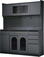 VilroCaz Freestanding Large Kitchen Pantry, Wooden Kitchen Large Coffee Bar - Image 3