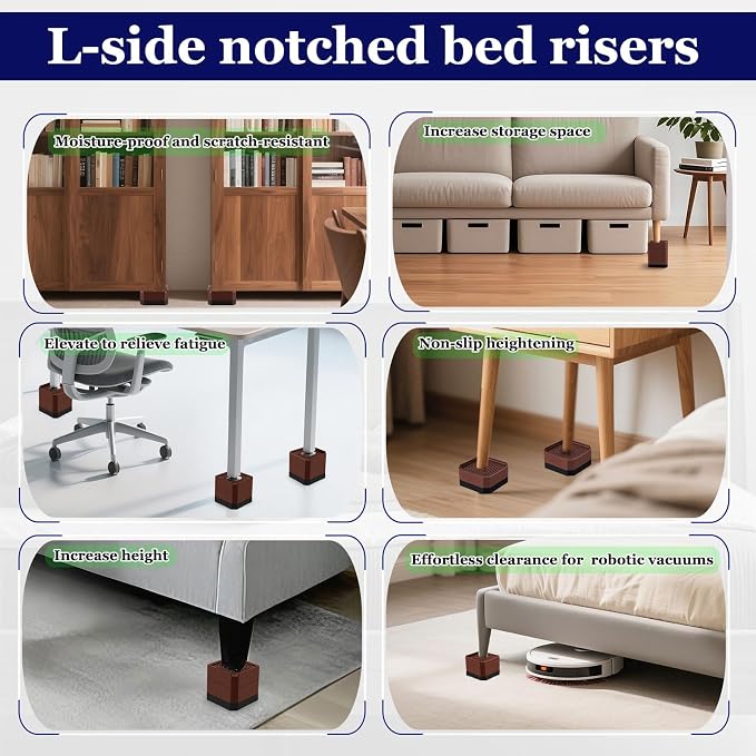 Bed Risers Heavy Duty, Adjustable Furniture Riser Blocks Lift 1.5, 4.3 inches - Image 5