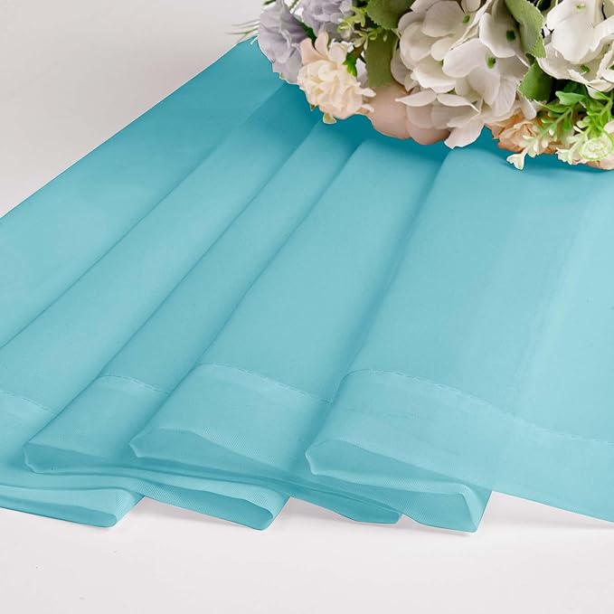 Aqua Sheer Curtains for Bedroom Living Room 96 Inches Long 2 Panels Set - Image 7