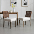 LZAREAL Farmhouse Dining Chairs Set of 2 Linen Fabric Upholstered Accent Side - Image 3