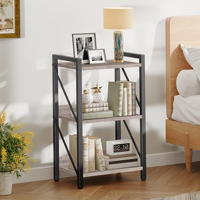 HOOBRO Bookshelf, 3-Tier Industrial Bookcase, Book Shelf Storage Organizer - Image 5