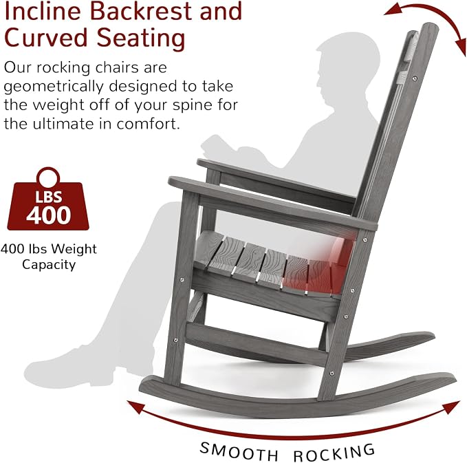 Stoog Outdoor & Indoor Rocking Chair, All-Weather Porch Rocker - Image 5